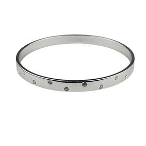 Swarovski Silver Tone Clear Crystal Bangle Bracelet